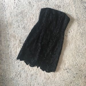 Arianna Papell strapless black lace dress